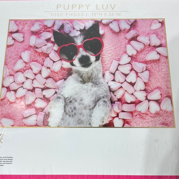Pink sky 1000 piece puzzle dog hearts puppy luv Valentine’s Day - Picture 2 of 3